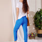 Emma - Blue linen: Classic slim leg pants