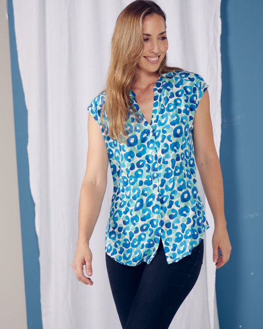 Cora - Leopard Paint: Button up blouse