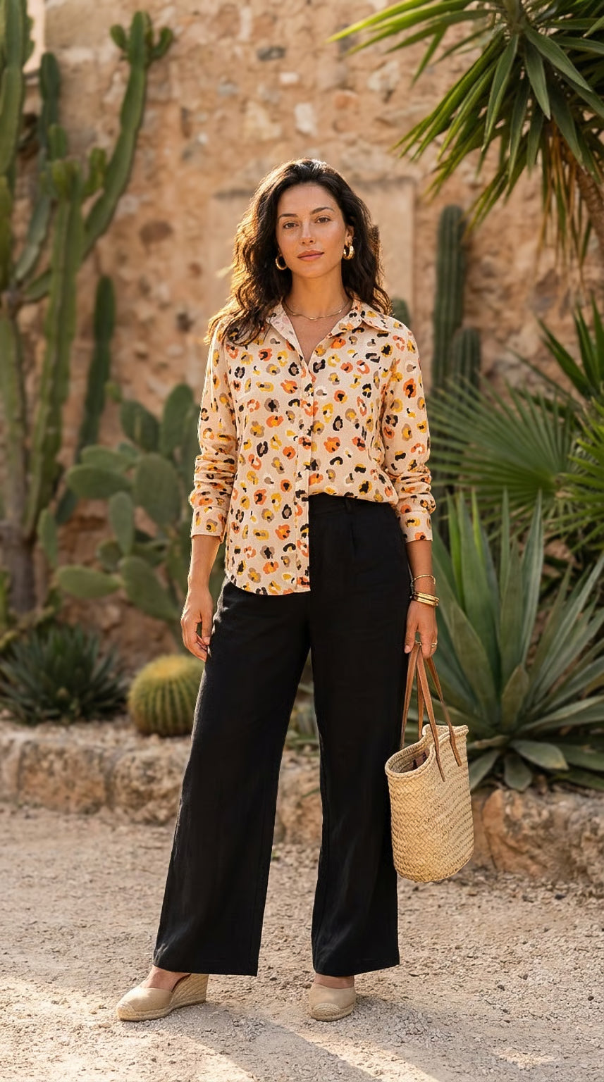 Ellie - Desert Calm: Classic Collared Shirt with a Cuff