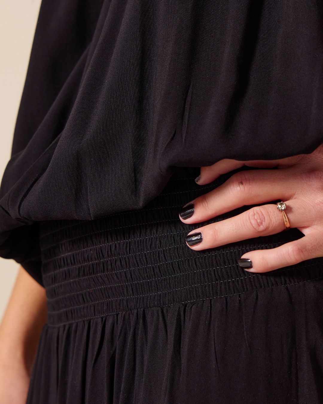 Boho Maxi dress - Black: Off the shoulder, elasticated waistband maxi dress