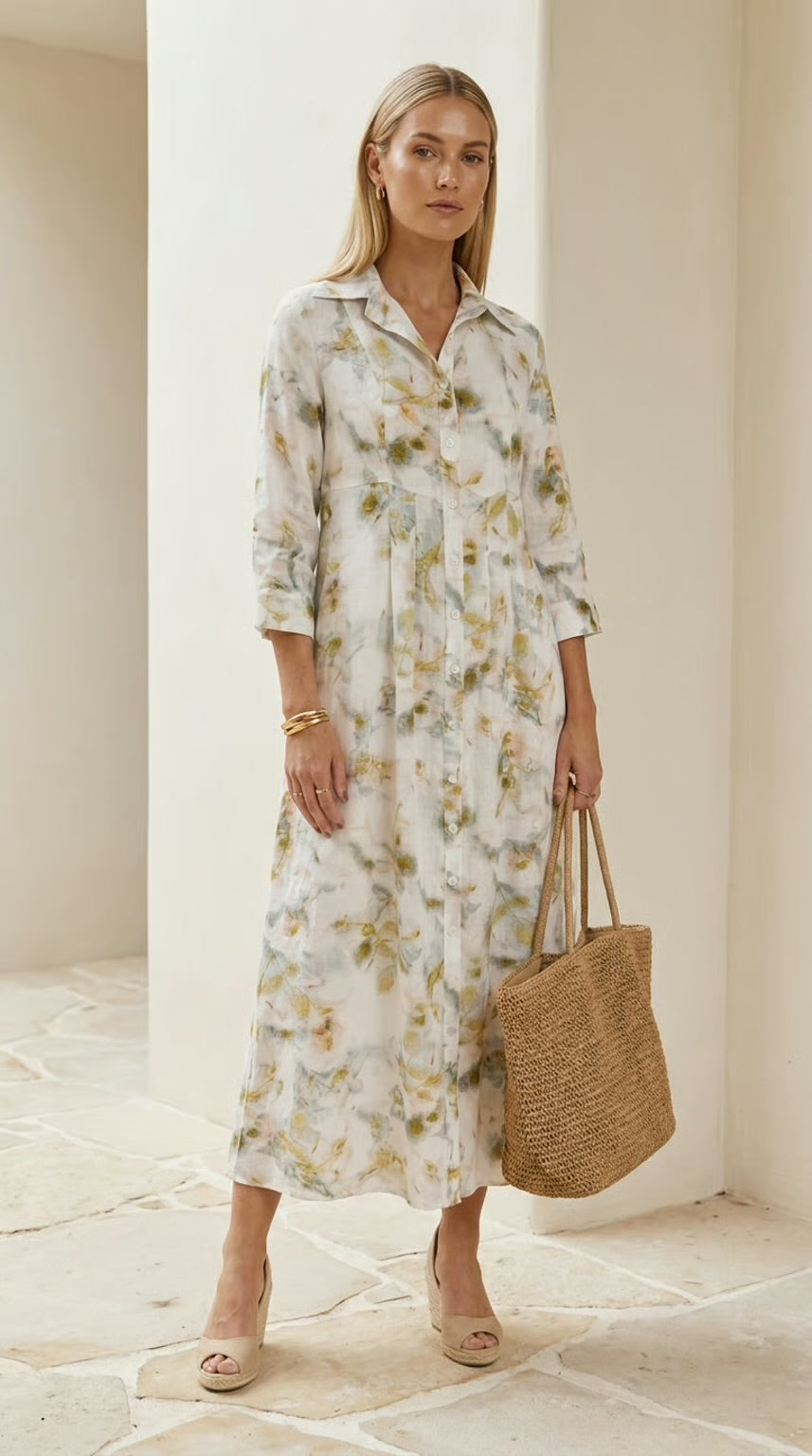 Brittany - Wild Romance: Classic Maxi Shirt dress with Empire waist
