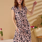 Coco - Pink Oversize leopard: Button-up classic tiered dress with detachable belt
