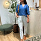 Amy - Pacific Blue: Flowy V-neck blouse