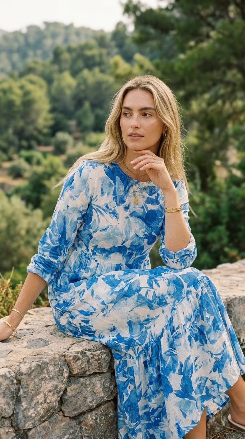 Willow - Indigo Whisper: Tiered Maxi dress