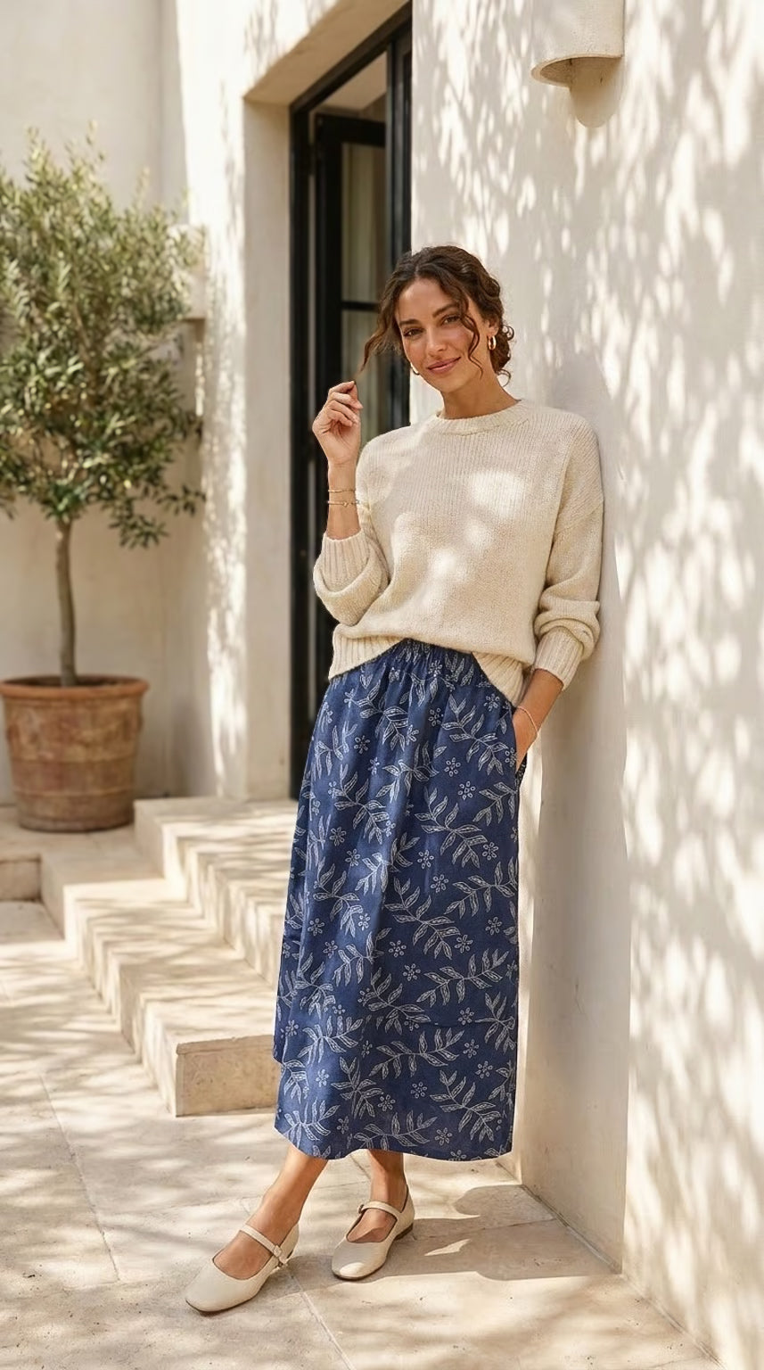 Shay - Midnight Garden: A-line skirt