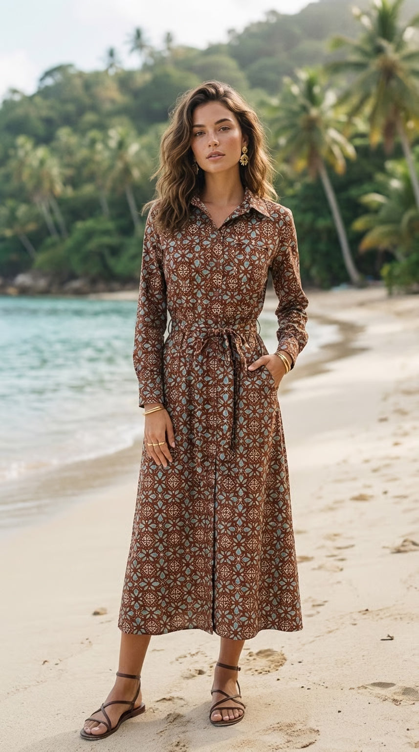Gianna - Salt Air: Belted Shirt dress
