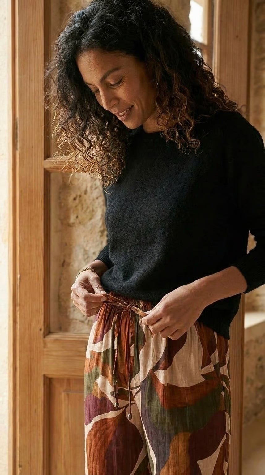 Caprice - Country Meadow: Wide Leg pants with Elasticated waistband