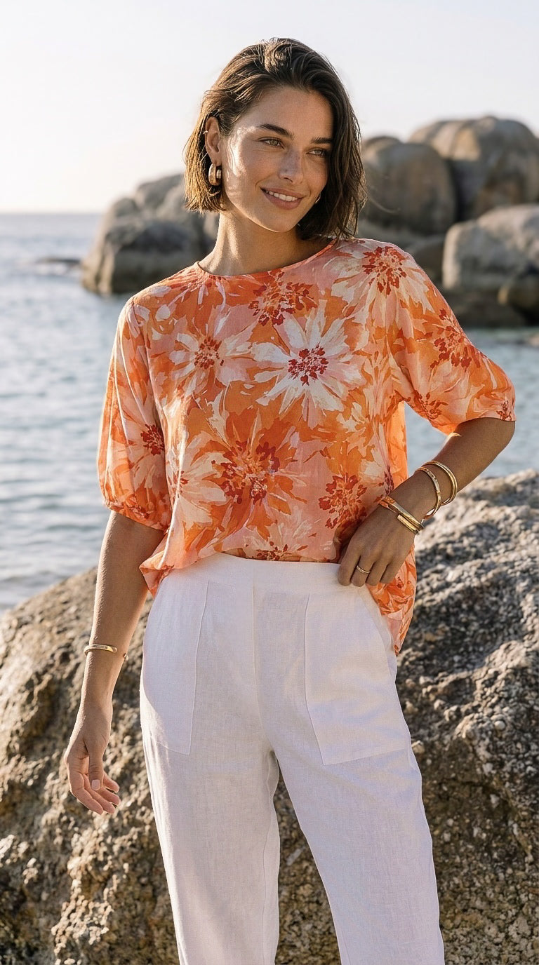 Paloma - White premium 100% linen: Straight leg pants