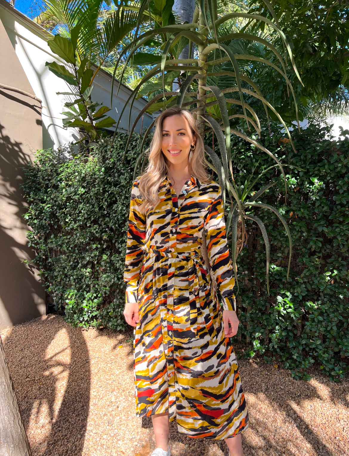 Blake - Secret Jungle:  Button - up long sleeve collared dress