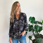 Alice - Classic Floral:  Button-up mandarin collar shirt
