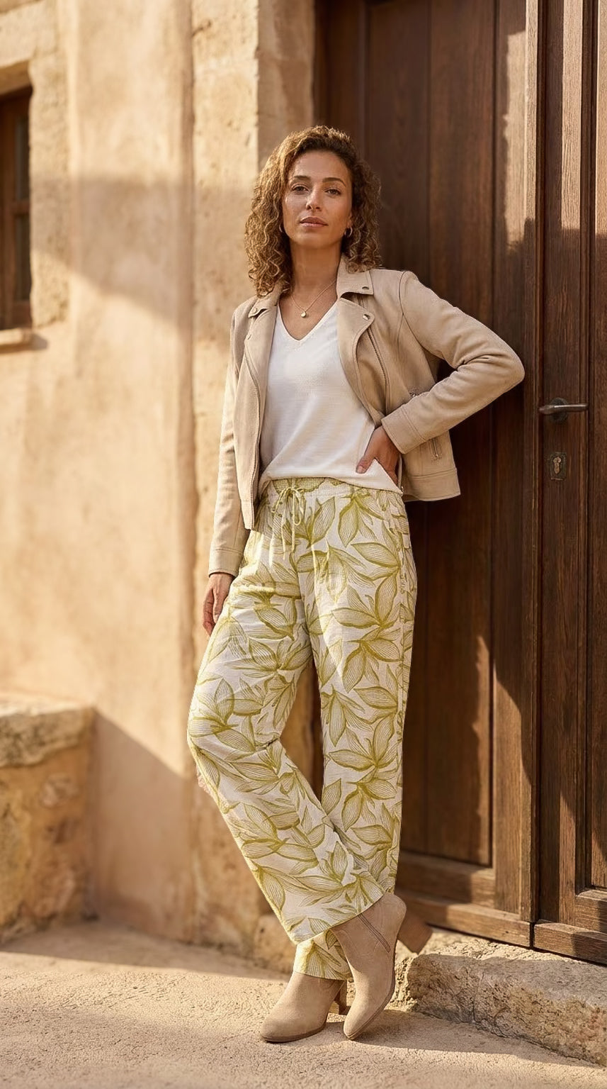 Lino - Savannah Meadow: Wide leg pants