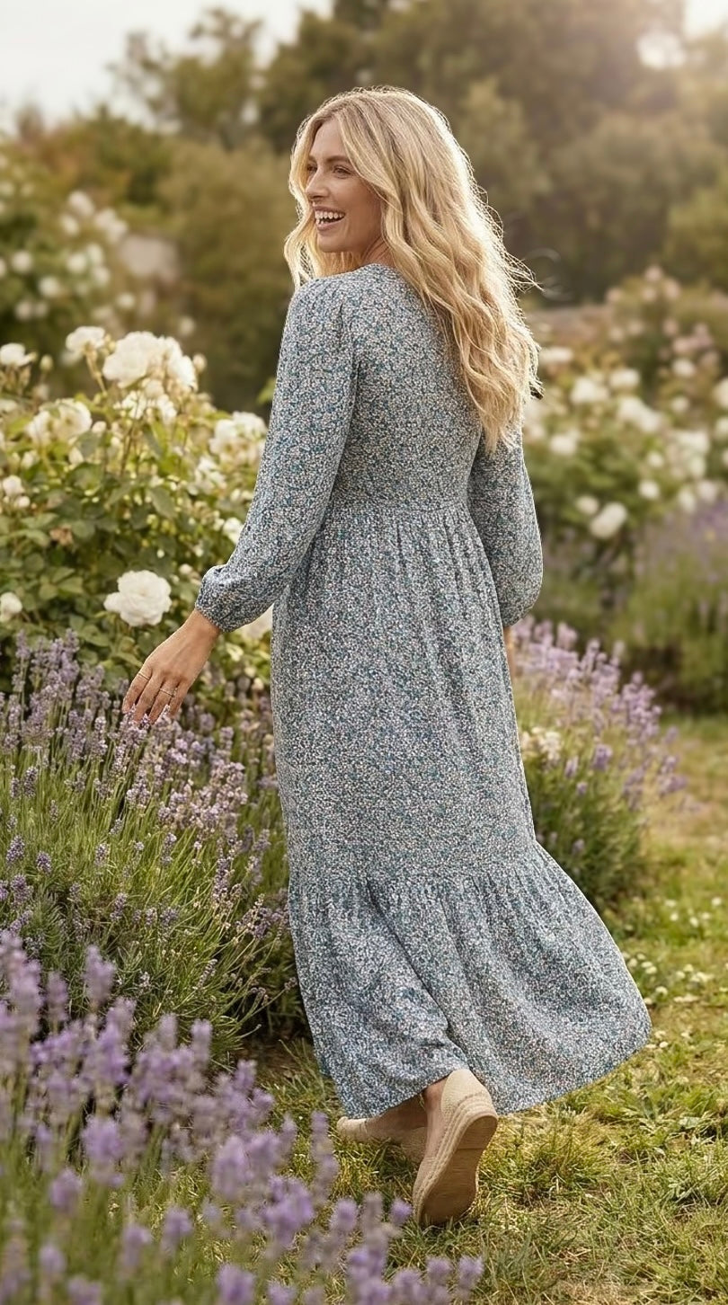 Zarah - Natural Bloom: Tiered midi dress