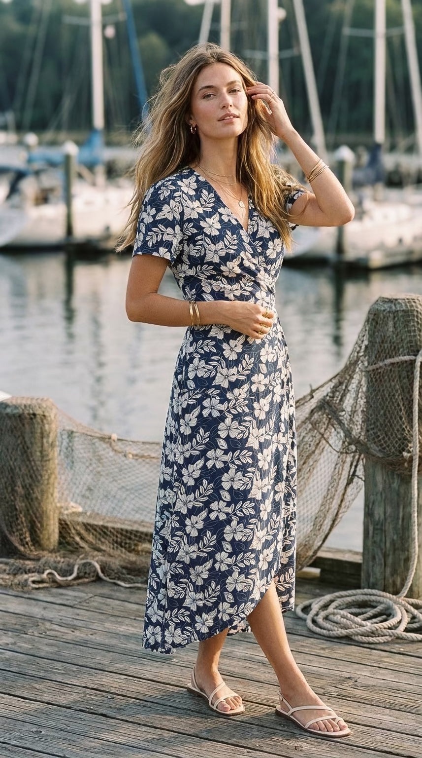 Kairo - Coastal Mist: Maxi Wrap dress