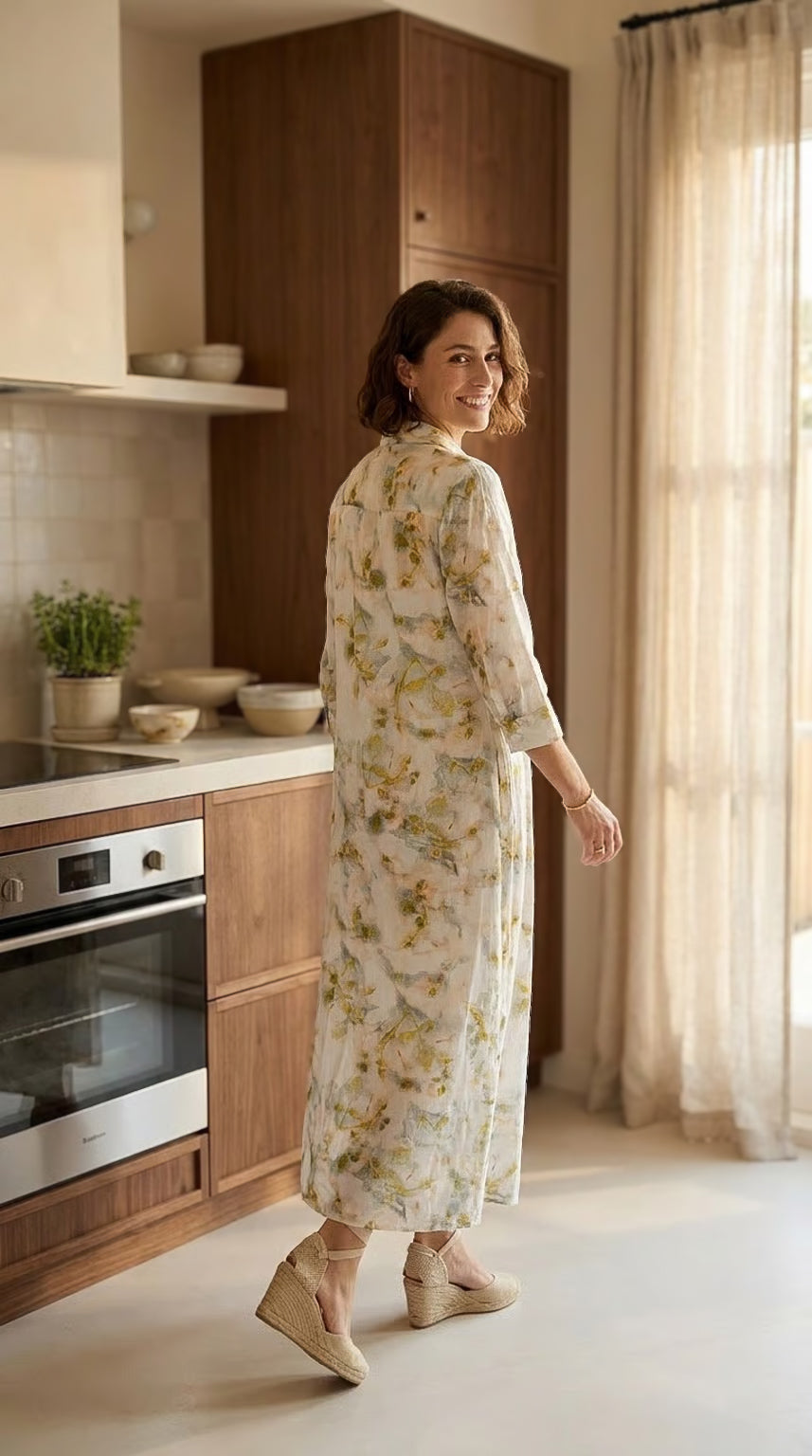 Brittany - Wild Romance: Classic Maxi Shirt dress with Empire waist