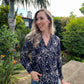 Alice - Classic Floral:  Button-up mandarin collar shirt