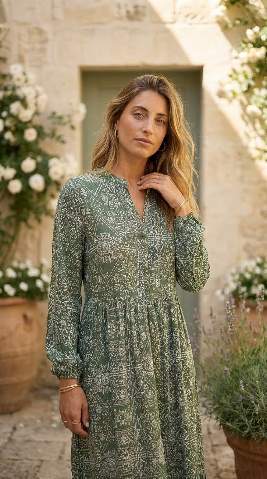 Winter Rose - Wild Horizon: Mandarin Collar Tiered dress