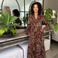 Winter Rose - Country Charm:  V-neck mandarin collar tiered dress with elasticated long sleeve