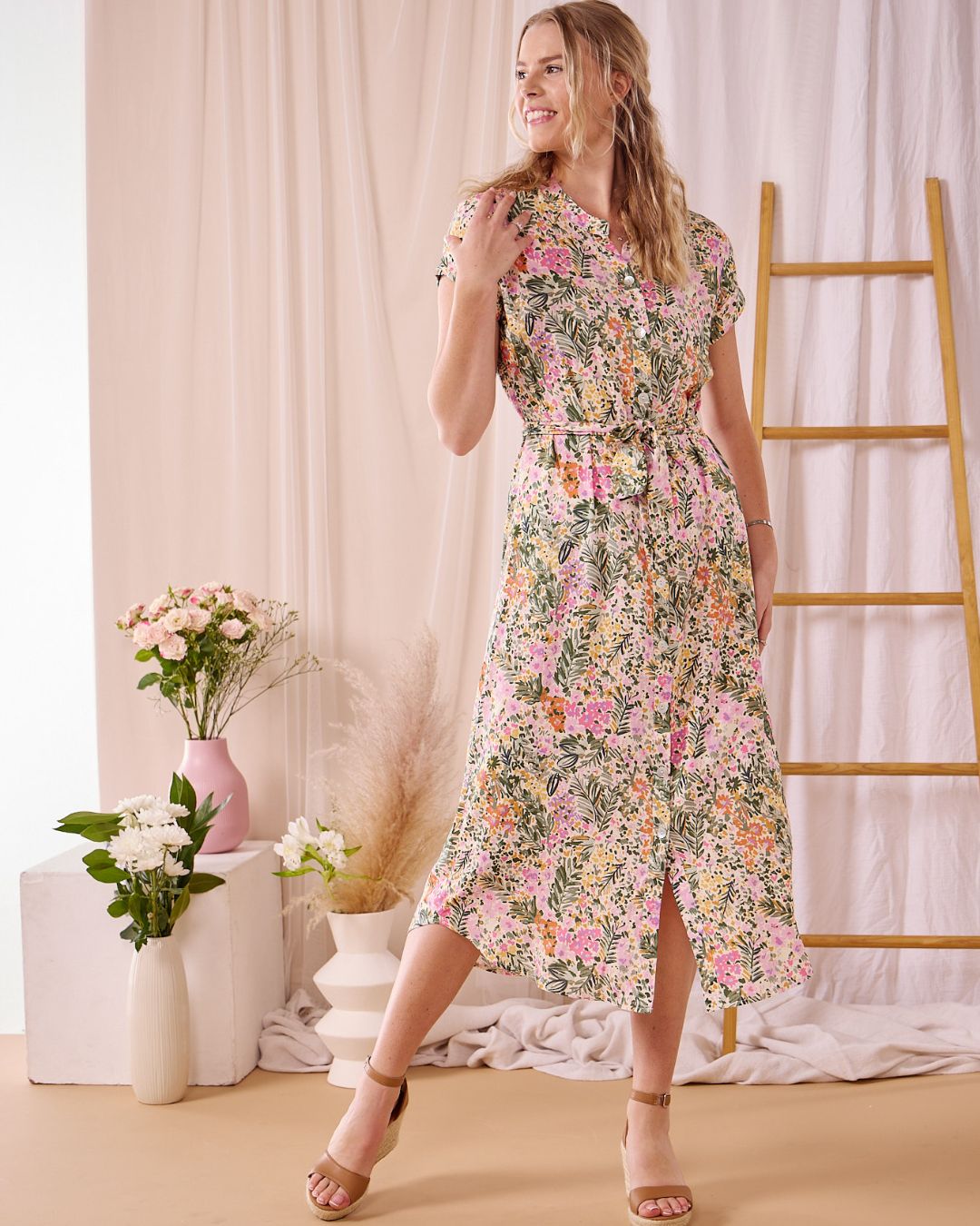 Iris - Whisper Bamboo: Classic Button up Maxi Shirt Dress