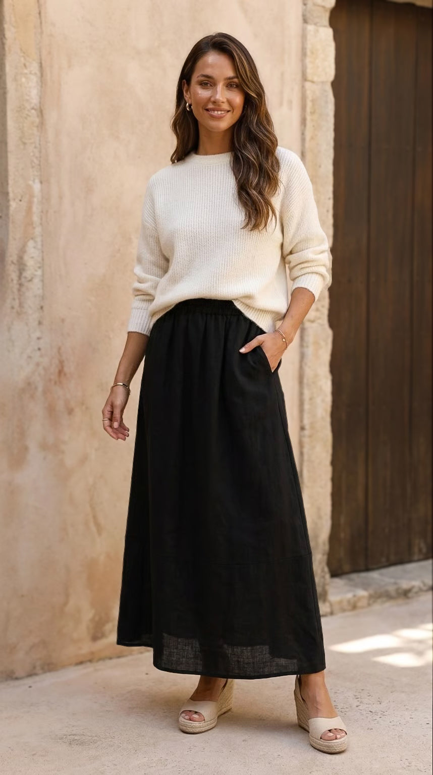 Shay - Black: A-line Poplin skirt