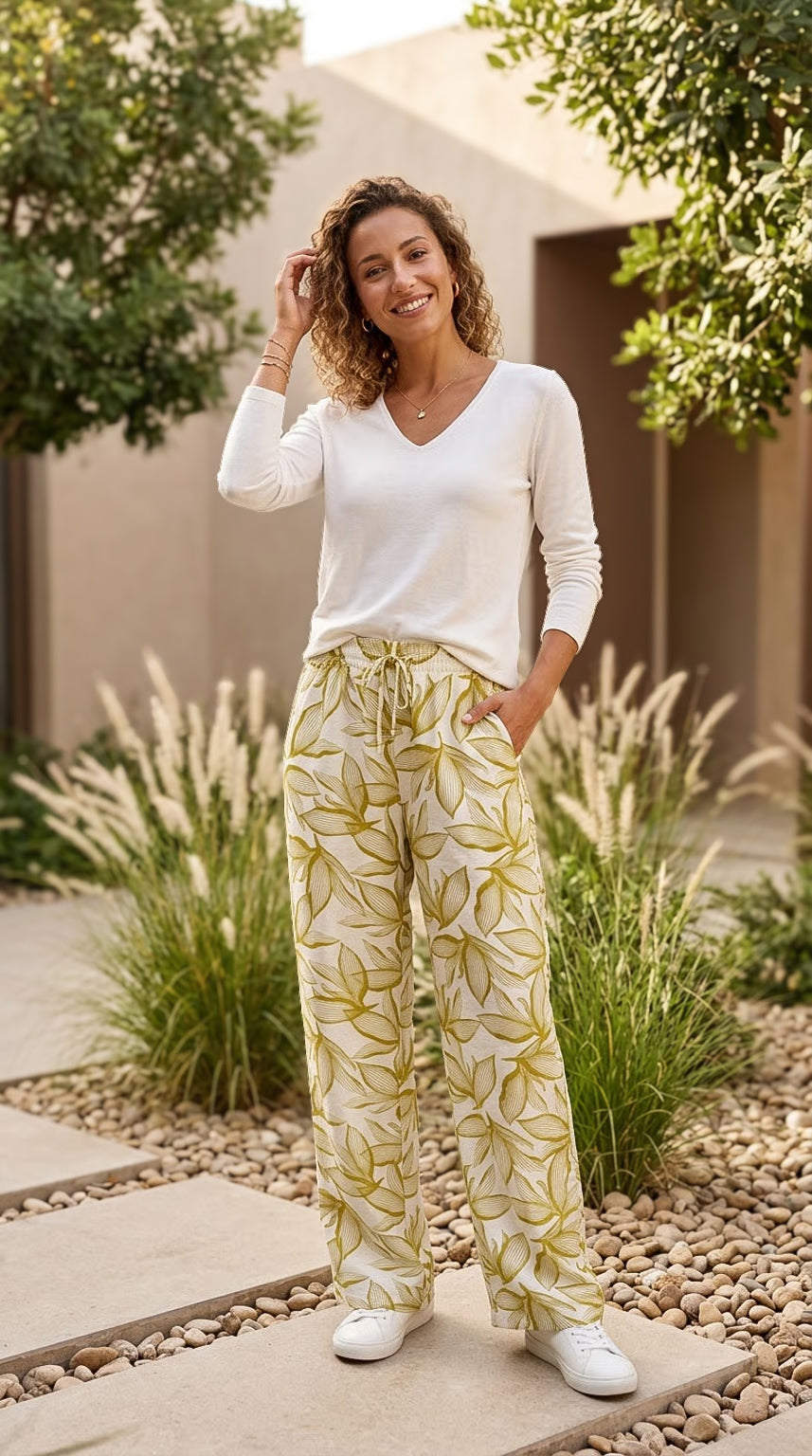 Lino - Savannah Meadow: Wide leg pants