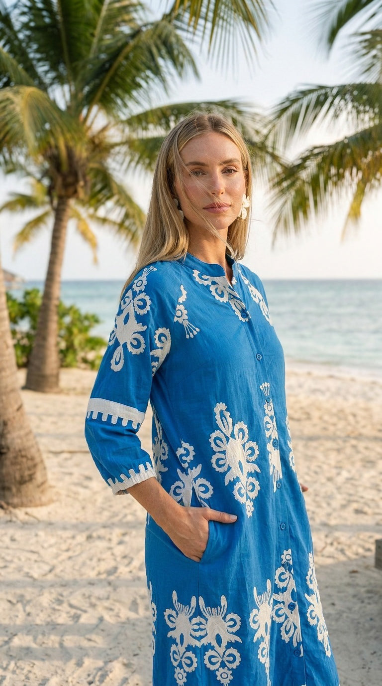 Anna - Eden Garden: Relaxed shirt dress with pockets