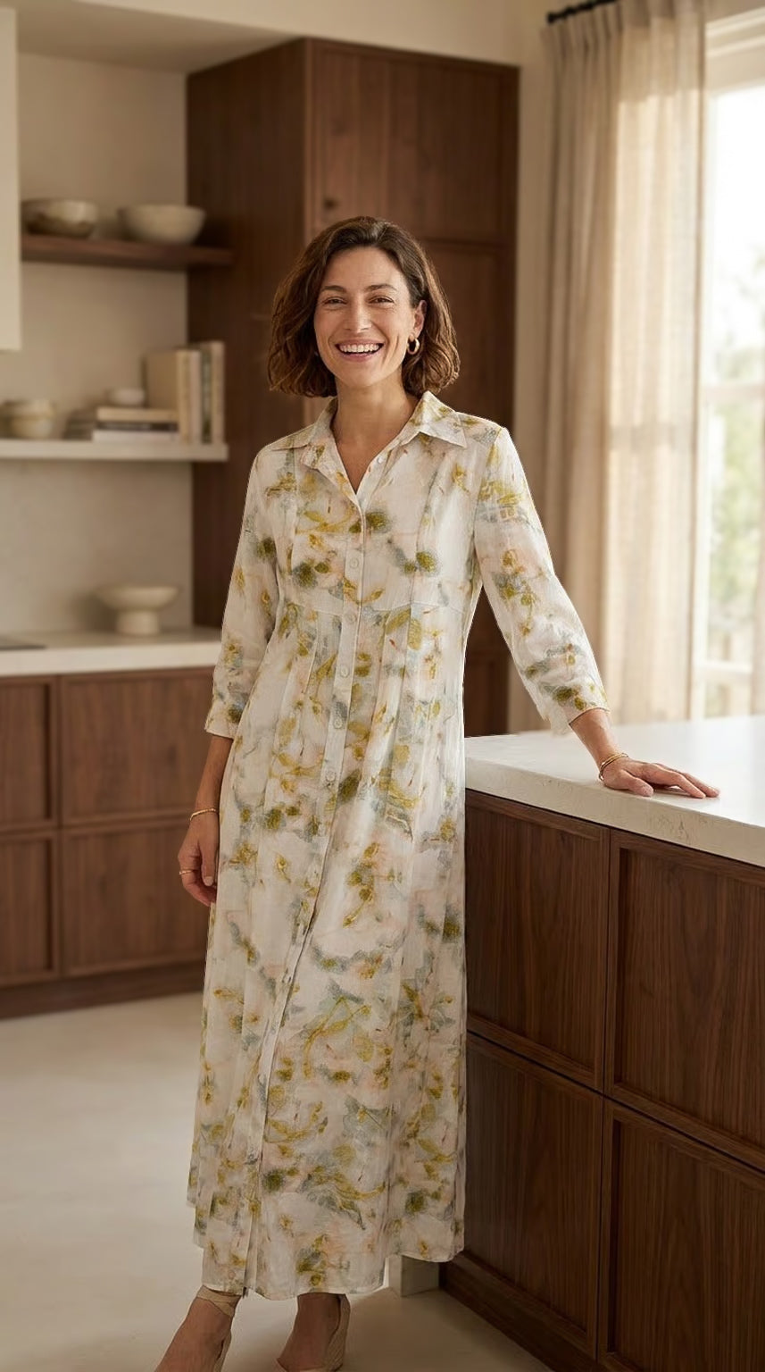 Brittany - Wild Romance: Classic Maxi Shirt dress with Empire waist