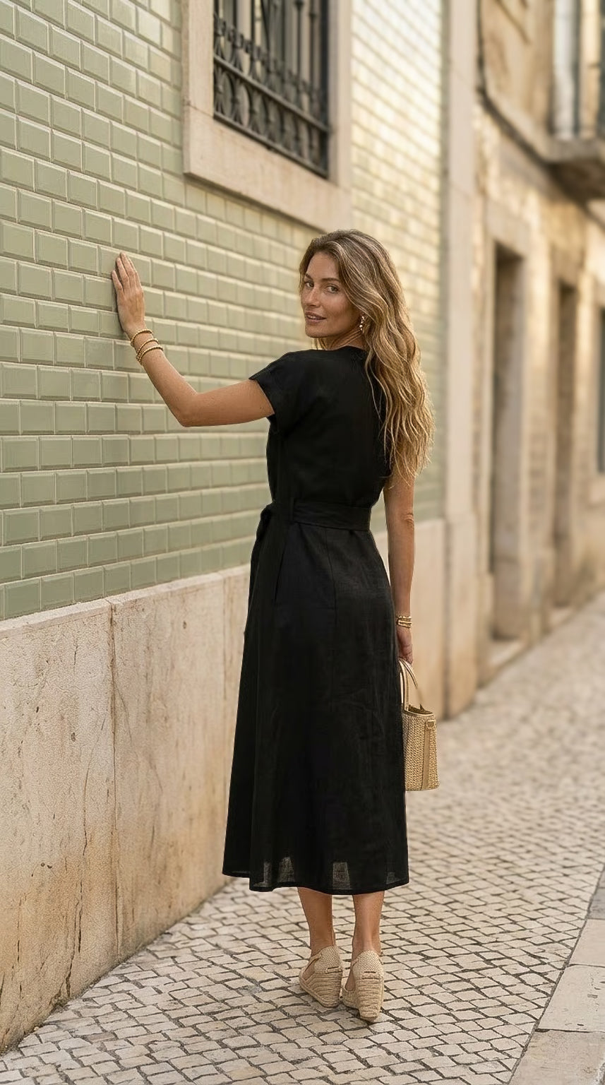 Carli - Black: Poplin maxi dress