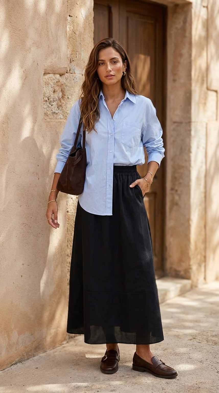 Shay - Black: A-line Poplin skirt