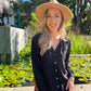 Alice - Plain Black:  Button-up mandarin collar shirt