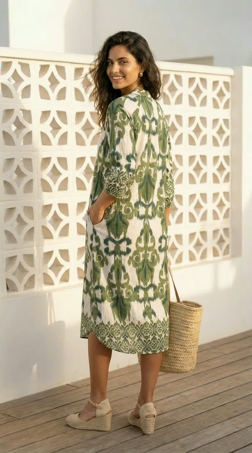 Anna - Savanna Bloom: Relaxed shirt dress with pockets