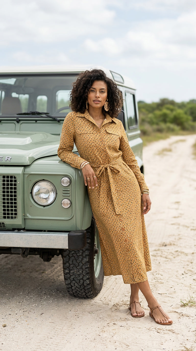 Gianna - Coral Kiss: Belted Shirt dress