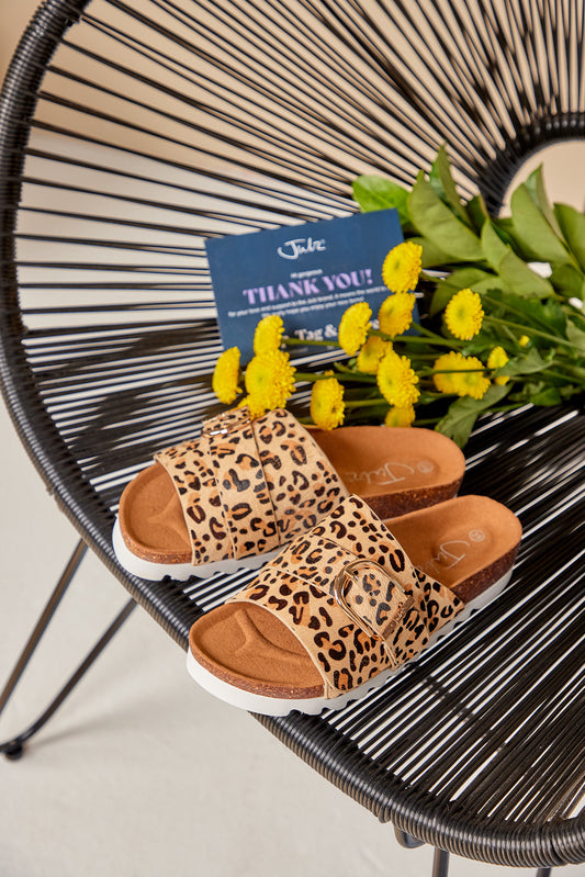 Julz Logan Leopard Slip-On Sandal