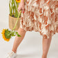 Ella - Brown Palm: Short Sleeve V-Neck Knee Length Tiered Midi Button-up Dress