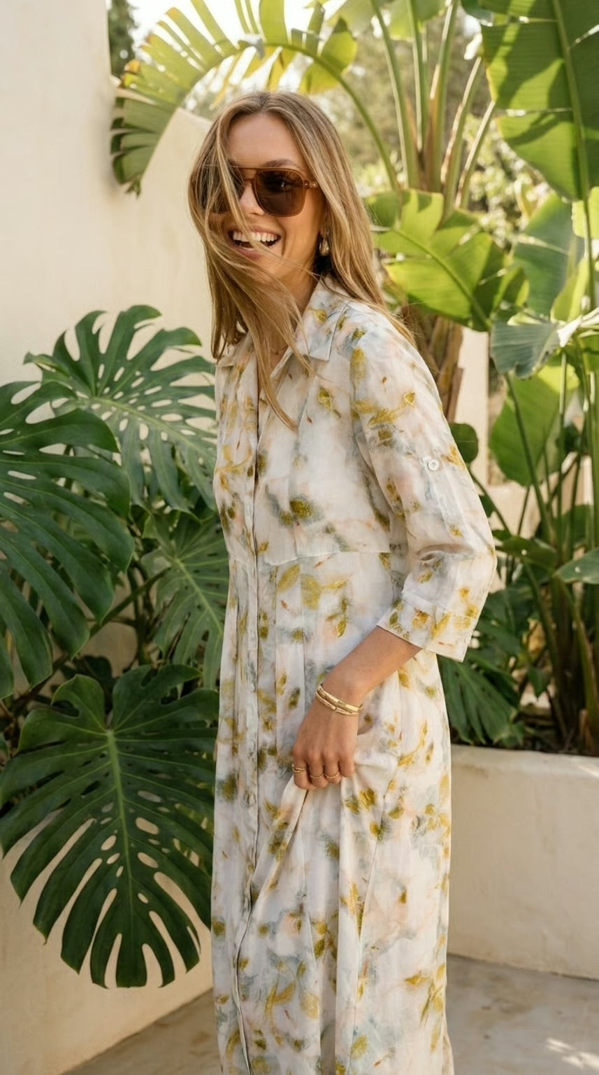 Brittany - Wild Romance: Classic Maxi Shirt dress with Empire waist