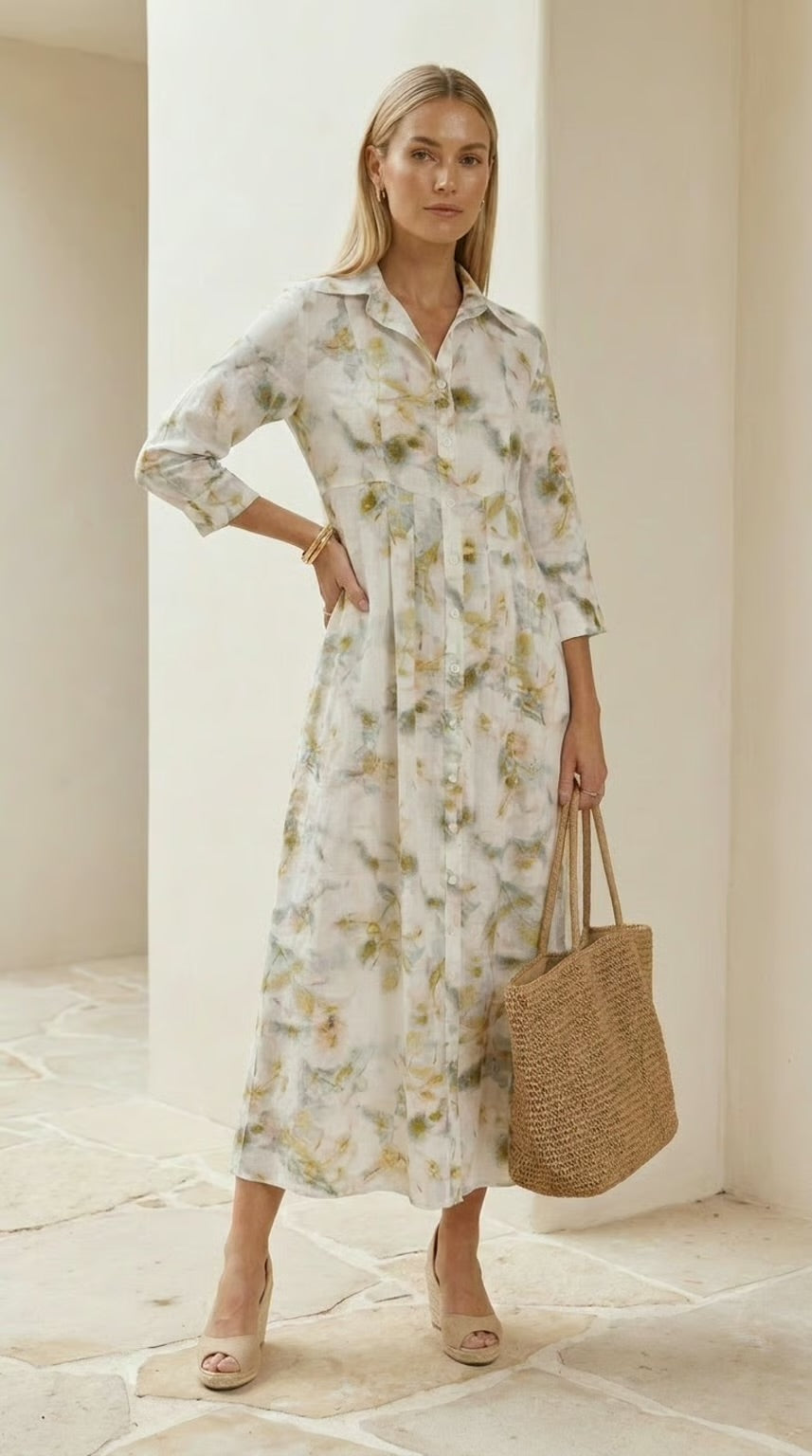 Brittany - Wild Romance: Classic Maxi Shirt dress with Empire waist