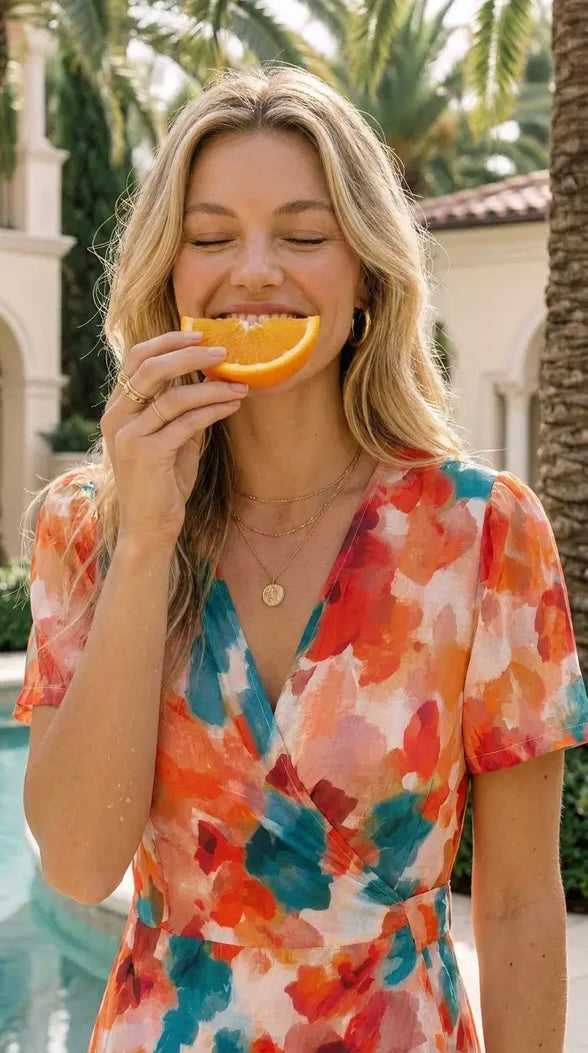 Kairo - Orange Blush Botanica: Maxi Wrap dress