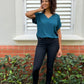 Sadie - Plain Emerald:  Basic V-Neck Top