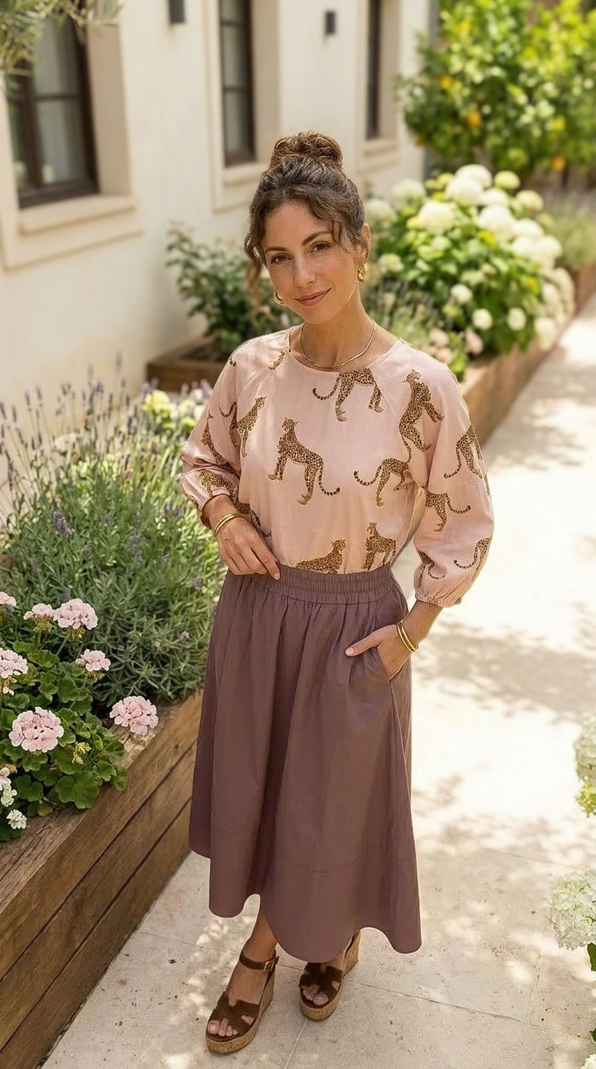 Shay - Cognac: A-line Poplin skirt