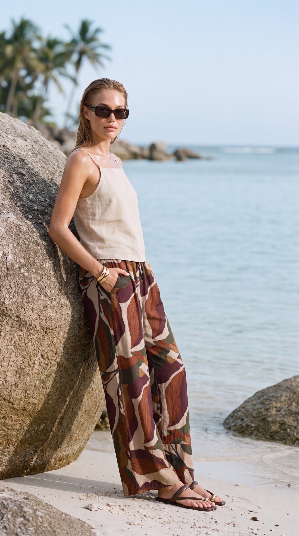 Caprice - Country Meadow: Wide Leg pants with Elasticated waistband