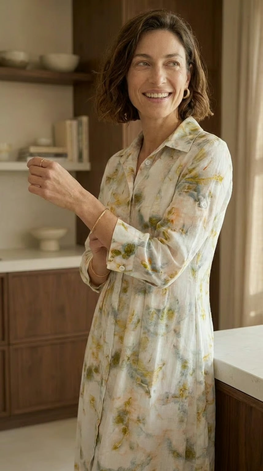 Brittany - Wild Romance: Classic Maxi Shirt dress with Empire waist