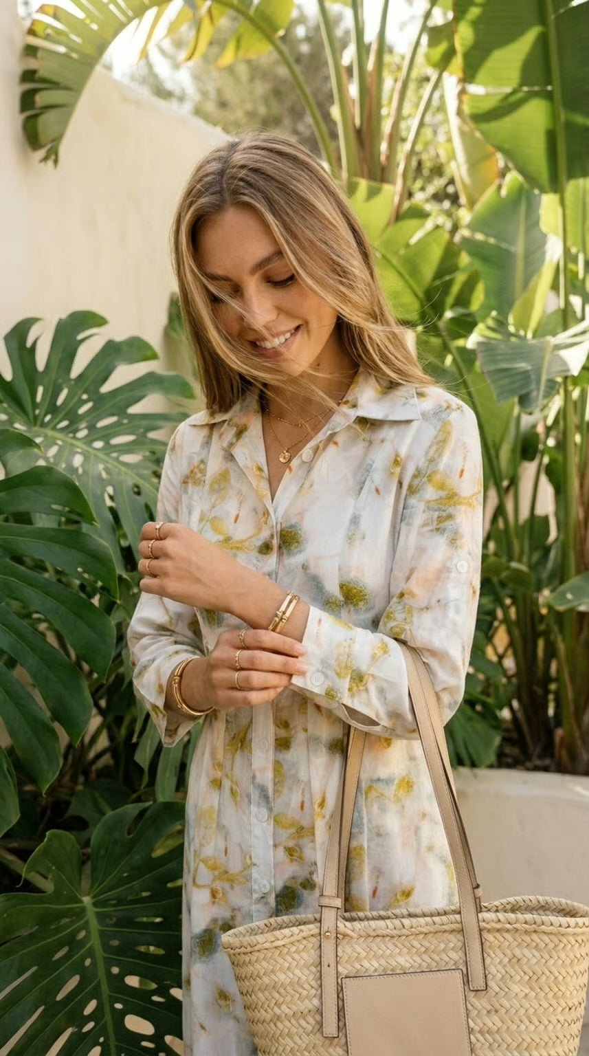 Brittany - Wild Romance: Classic Maxi Shirt dress with Empire waist