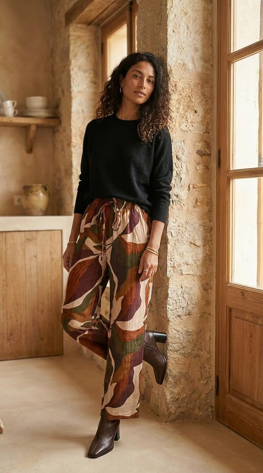 Caprice - Country Meadow: Wide Leg pants with Elasticated waistband