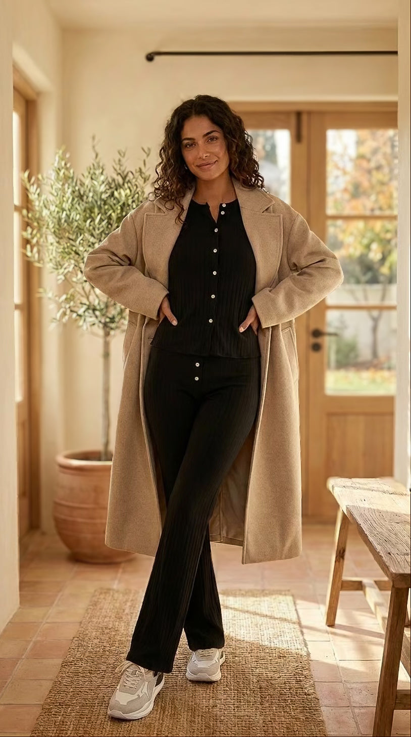 Kylie pants - Black: Flared stretch pants