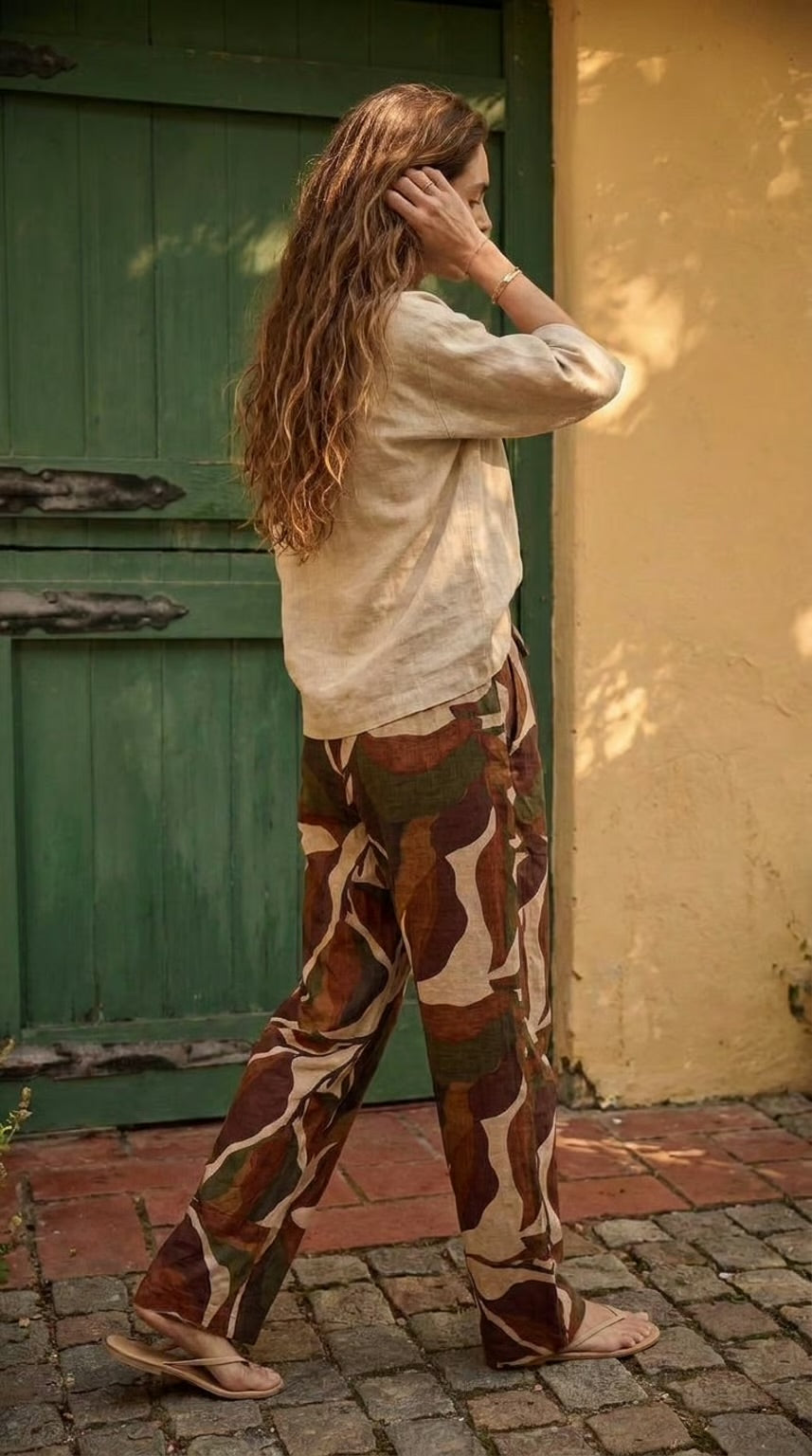 Caprice - Country Meadow: Wide Leg pants with Elasticated waistband