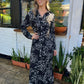 Maddison Maxi - Bold Abstract Flower:  Button - Up Collared Tiered Maxi Dress