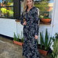 Maddison Maxi - Bold Abstract Flower:  Button - Up Collared Tiered Maxi Dress