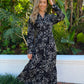 Maddison Maxi - Bold Abstract Flower:  Button - Up Collared Tiered Maxi Dress