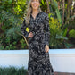 Maddison Maxi - Bold Abstract Flower:  Button - Up Collared Tiered Maxi Dress