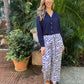 Maple - Blue Zebra:  Wide leg full length pants with tie detail