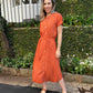 Iris - Linen Rust:  Classic Button Up Maxi Shirt Dress